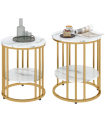 Elegant Marble-Effect Tables Set with Gold Tone Legs for Home & Office