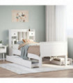 vidaXL Bookcase Bed without Mattress White 90x190 cm Single Solid Wood Pine