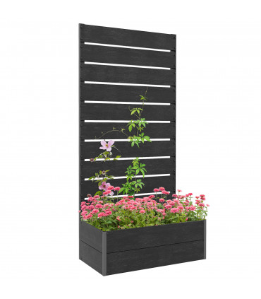 Outsunny Raised Garden Bed with Trellis and Drainage Hole, Planter Box Black