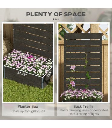 Outsunny Raised Garden Bed with Trellis and Drainage Hole, Planter Box Black