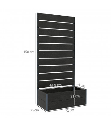 Outsunny Raised Garden Bed with Trellis and Drainage Hole, Planter Box Black