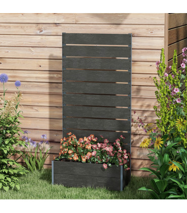 Outsunny Raised Garden Bed with Trellis and Drainage Hole, Planter Box Black