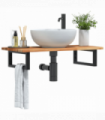 vidaXL Basin Shelf Wall Mounted Steel and Solid Wood Acacia