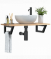 vidaXL Basin Shelf Wall Mounted Steel and Solid Wood Acacia