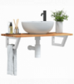 vidaXL Basin Shelf Wall Mounted Steel and Solid Wood Acacia