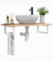 vidaXL Basin Shelf Wall Mounted Steel and Solid Wood Acacia