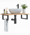 vidaXL Basin Shelf Wall Mounted Steel and Solid Wood Acacia