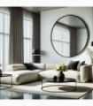 Rei- Extra Large Round Black Metal Circle Mirror - 120cm x 120cm