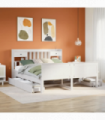 vidaXL Bookcase Bed without Mattress White 180x200 cm Super King Solid Wood Pine