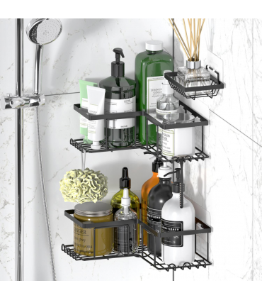 VINSANI 3pc BLACK SHOWER CADDY 1010501