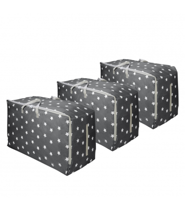 VINSANI 3pc STORAGE BAGS DARK GREY STAR 0000341