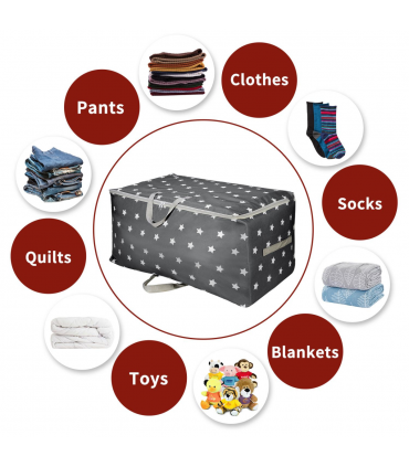 VINSANI 3pc STORAGE BAGS DARK GREY STAR 0000341