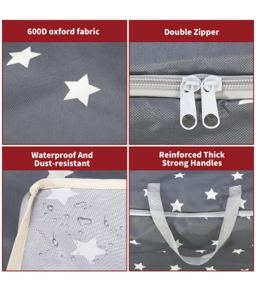 VINSANI 3pc STORAGE BAGS DARK GREY STAR 0000341