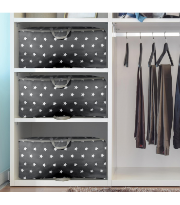 VINSANI 3pc STORAGE BAGS DARK GREY STAR 0000341