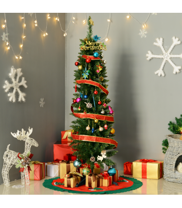 1.5m 5ft Artificial Pine Pencil Slim Christmas Tree 294 Branch Tips with Stand