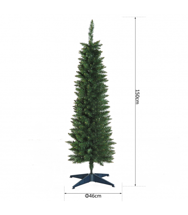 1.5m 5ft Artificial Pine Pencil Slim Christmas Tree 294 Branch Tips with Stand
