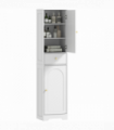 HOMCOM Tall Bathroom Storage Cabinet with Arch Doors Adjustable Shelf White