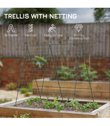 Outsunny A-Frame Trellis Plant Support for Vegetables, Flowers, Fruit