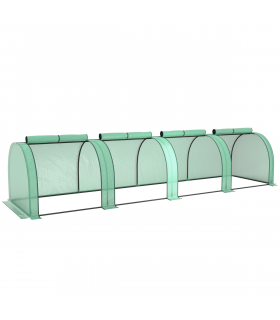 Outsunny Tunnel Greenhouse Steel Frame for Garden w/ Zipper Doors, Green