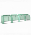 Outsunny Tunnel Greenhouse Steel Frame for Garden w/ Zipper Doors, Green