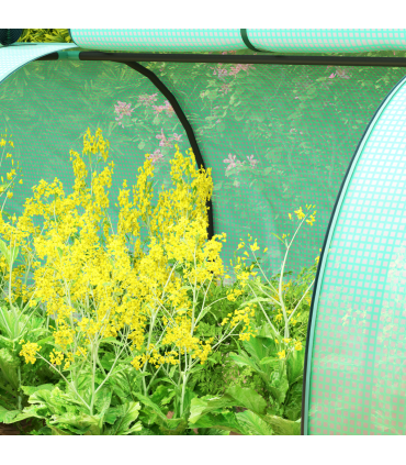 Outsunny Tunnel Greenhouse Steel Frame for Garden w/ Zipper Doors, Green