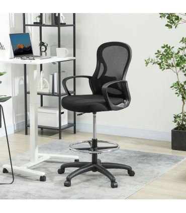 Vinsetto Mesh Office Chair with Lumbar Support, Adjustable Height, Black