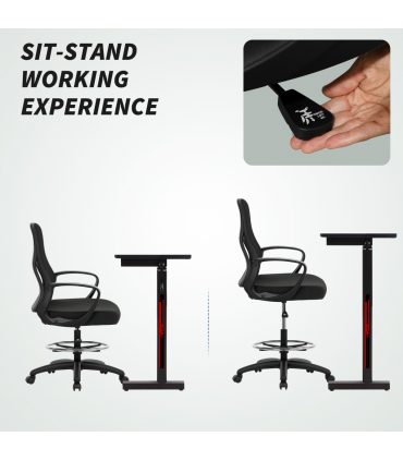 Vinsetto Mesh Office Chair with Lumbar Support, Adjustable Height, Black