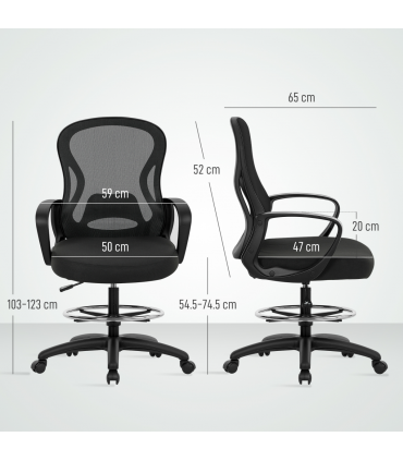 Vinsetto Mesh Office Chair with Lumbar Support, Adjustable Height, Black