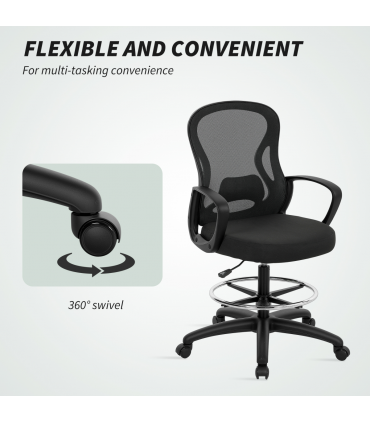 Vinsetto Mesh Office Chair with Lumbar Support, Adjustable Height, Black