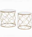 HOMCOM Nesting Tables Set of 2, Side End Table with Glass Top, Gold Tone
