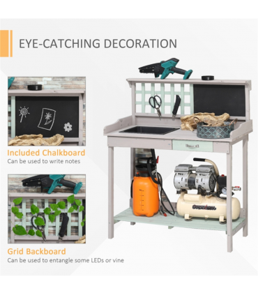 Garden Work Bench、Open Shelf Storage