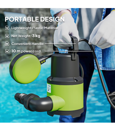 Outsunny 400W Water Pump with Float Switch, 9000L/H Electric Sump Pump