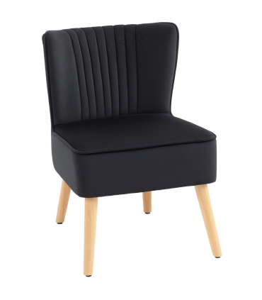 HOMCOM Velvet Accent Chair Occasional Tub Chair for Living Room, Black
