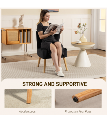 HOMCOM Velvet Accent Chair Occasional Tub Chair for Living Room, Black