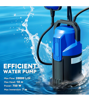 Outsunny 750W Water Pump with Float Switch, 20000L/H Electric Sump Pump