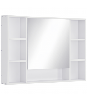 kleankin Bathroom Cabinet Wall Mount Storage organiser Mirror Shelves White