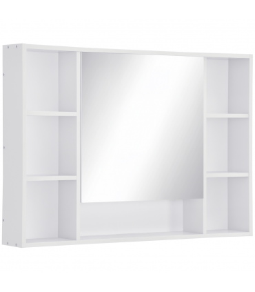 kleankin Bathroom Cabinet Wall Mount Storage organiser Mirror Shelves White