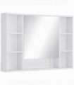 kleankin Bathroom Cabinet Wall Mount Storage organiser Mirror Shelves White