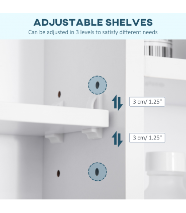 kleankin Bathroom Cabinet Wall Mount Storage organiser Mirror Shelves White