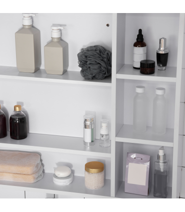 kleankin Bathroom Cabinet Wall Mount Storage organiser Mirror Shelves White