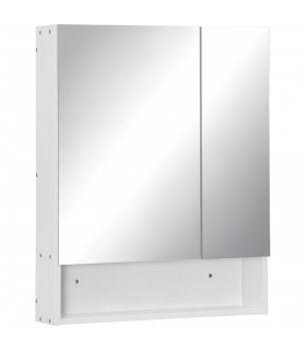 kleankin Wall Mount Medicine Cabinet with Mirror and Adjustable Shelf, White
