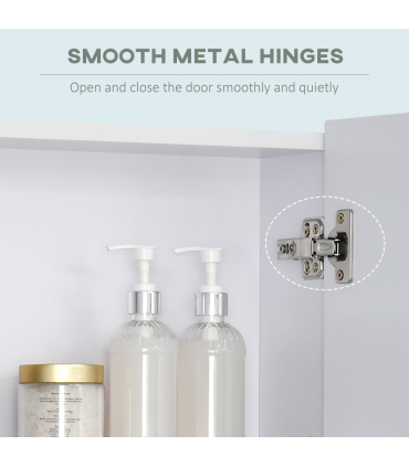 kleankin Wall Mount Medicine Cabinet with Mirror and Adjustable Shelf, White