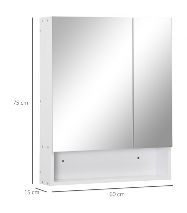 kleankin Wall Mount Medicine Cabinet with Mirror and Adjustable Shelf, White