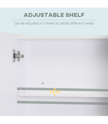 kleankin Wall Mount Medicine Cabinet with Mirror and Adjustable Shelf, White