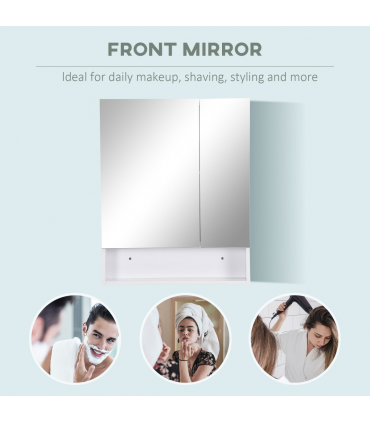 kleankin Wall Mount Medicine Cabinet with Mirror and Adjustable Shelf, White