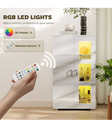 HOMCOM Display Cabinet with Glass Shelves, Sideboard for Living Room, White