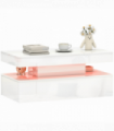 HOMCOM LED Coffee Table with Storage, High Gloss Living Room Table, White