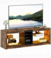 HOMCOM TV Stand, Entertainment Centre with LED Lights, Rustic Brown