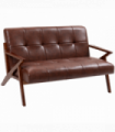 HOMCOM Compact Small Sofa with Solid Wood Frame, Vintage 2 Seater Sofa Brown