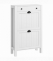 HOMCOM Narrow Shoe Cabinet with 2 Flip Drawers and Top Drawer, White